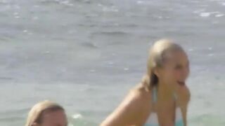 Blond bikini pantsing